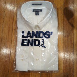 Land's End Men's White Oxford Dress Shirt